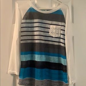 Long sleeve lace pocket sheer top